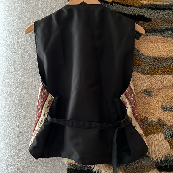 Vest Waistcoat Vintage Unisex Tribal Aztec Western Woven Tapestry Button Front - Picture 5 of 9